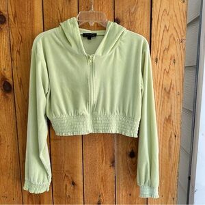 Y2K Vivre La Vie Cropped Zip Up Hooded Jacket NWOT